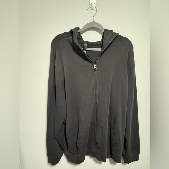 NWT- SKIMS Men's Jersey Lounge Zip Up Black Hoodie. Size XL - Picture 3 of 8